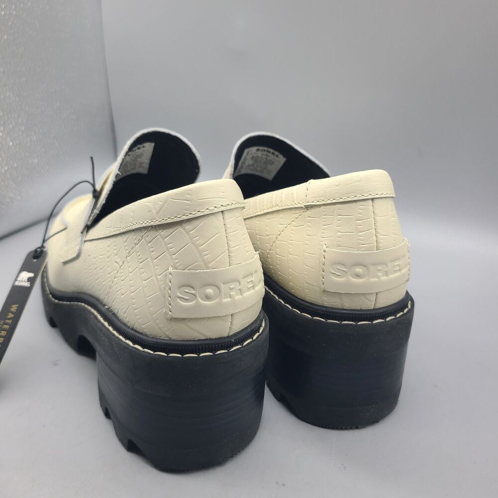 Sorel Joan Now City Women's Loafer Chalk Croc Leather Heel Platform Sz 8 NEW - Picture 5 of 8